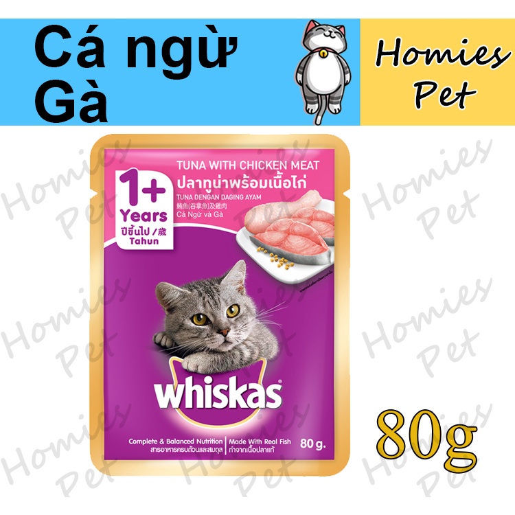 Pate whiskas gói 80g, thức ăn cho mèo - Homies Pet