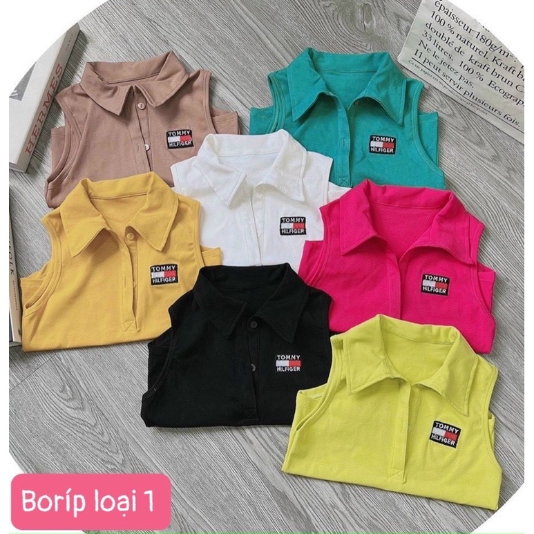 Áo Thun Sát Nách Cổ Bẻ Núc Cài Tommyy