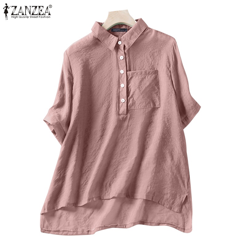 Zanzea Áo Sơ Mi Tay Lửng Có Túi Trước Thời Trang Nữ