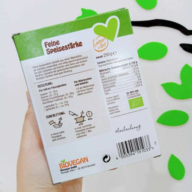 Tinh bột bắp hữu cơ Biovegan làm bánh, làm bữa phụ cho bé ăn dặm