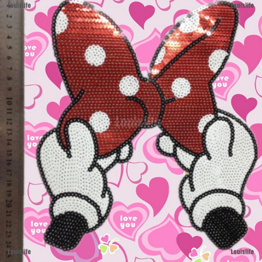 Sticker Ủi Thêu Hình Nơ Đính Kim Sa Lấp Lánh