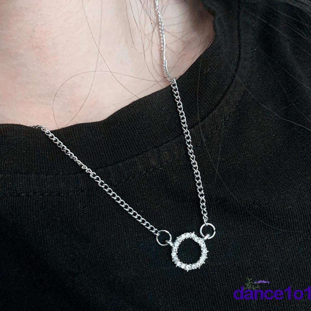 Vòng cổ mặt tròn nhỏ đính đá kim cương nhân tạo cho nữ