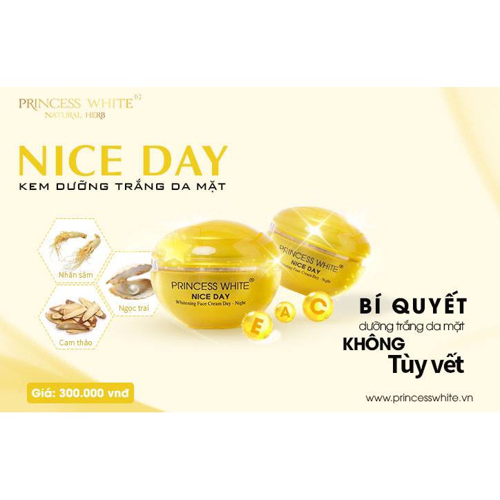 [MUA 1 TẶNG 1] KEM DƯỠNG TRẮNG DA MẶT NICE DAY TẶNG NẠ BẠCH CÚC TRÀ PRINCESS WHITE