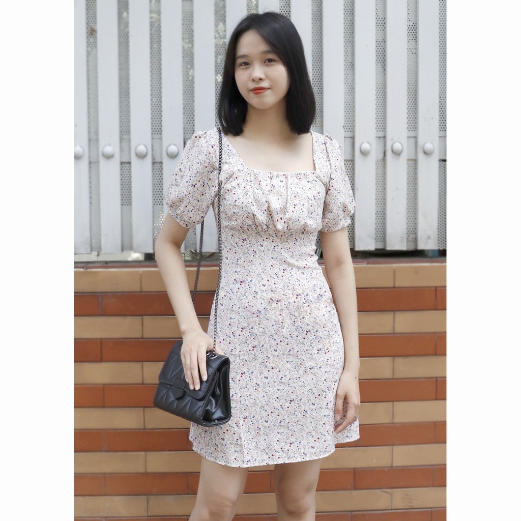 Váy hoa nhí cổ vuông tay phồng dễ thương RD005 | BigBuy360 - bigbuy360.vn