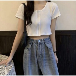 THF ÁO CROPTOP KHÓA KÉO TÔN EO