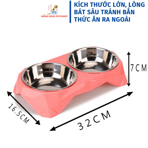 Bát ăn cho mèo đôi lõi Inox không rỉ cho chó mèo