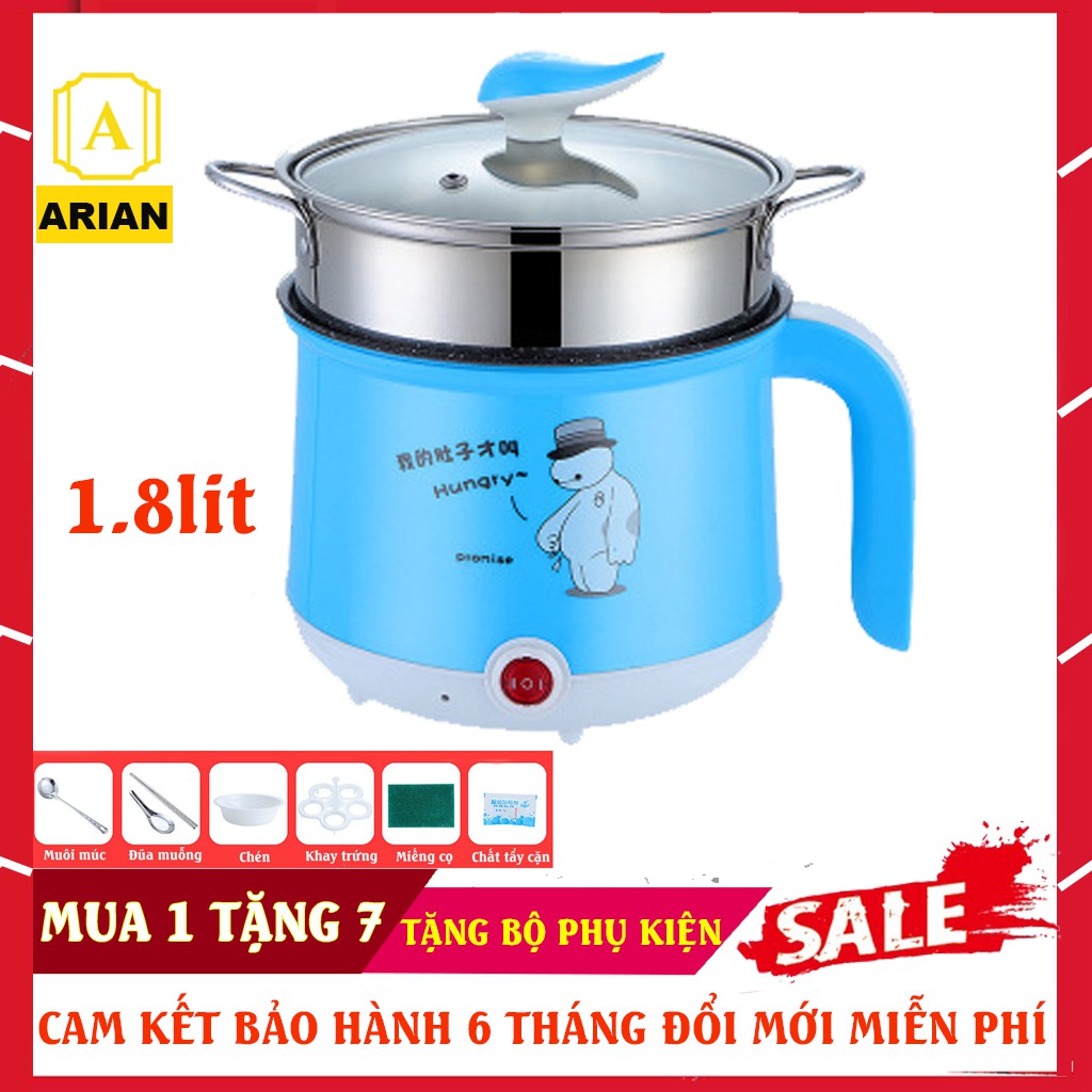 [Loại Tốt] Nồi Lẩu Mini Đa Năng - Ca Nấu Mì Siêu Tốc Có Kèm Khay Hấp Tiện Lợi Bảo Hành 6 Tháng Đổi Mới