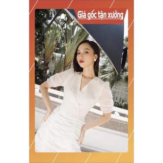 [ XẢ KHO- GIÁ SỐC] Váy trắng cổ V nhún thân
