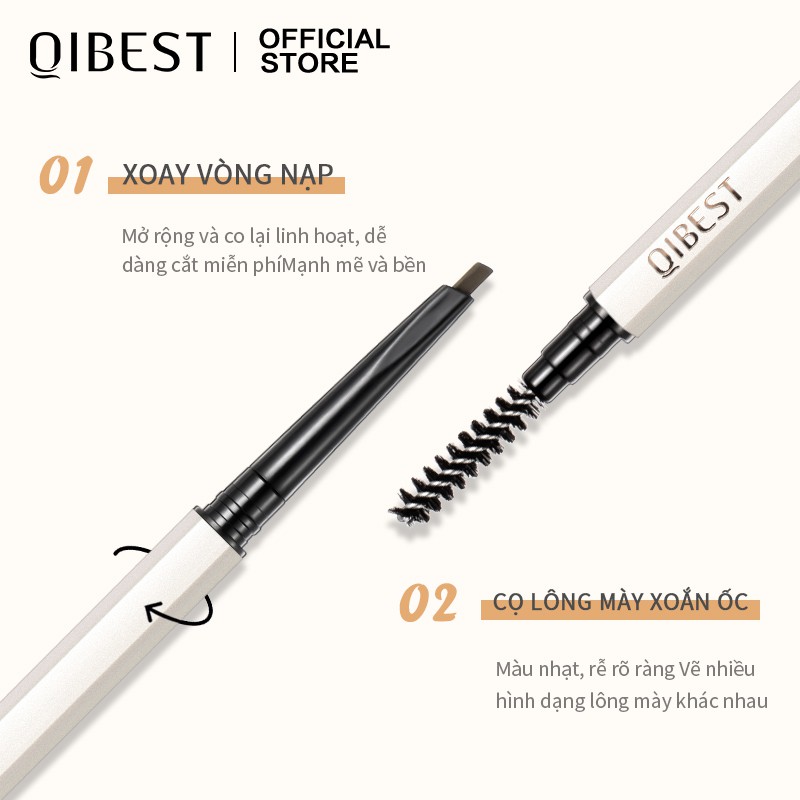 Bút kẻ lông mày 3D QIBEST lâu trôi đầu bút tam giác nhỏ 5 màu tuỳ chọn 23g | BigBuy360 - bigbuy360.vn