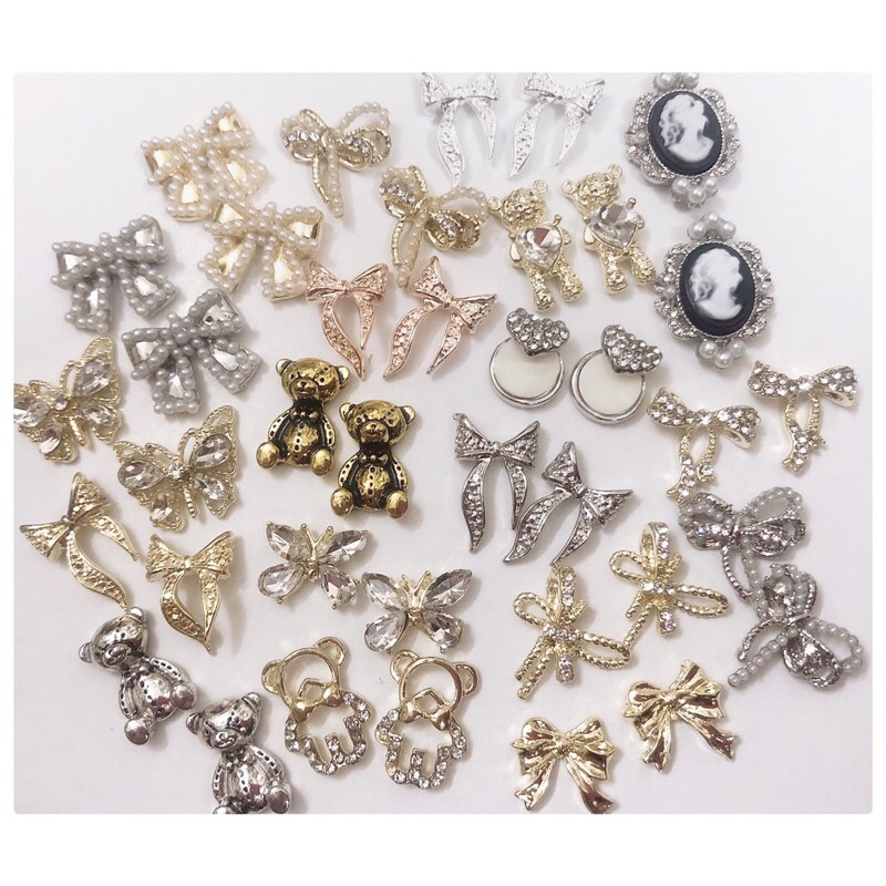 [Charm nail HOT] Set charm gấu,bướm,nơ gắn móng