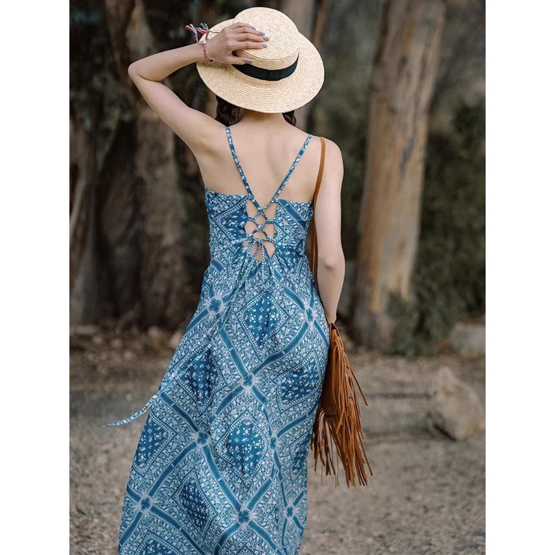 Váy vintage phong cách boho đi biển