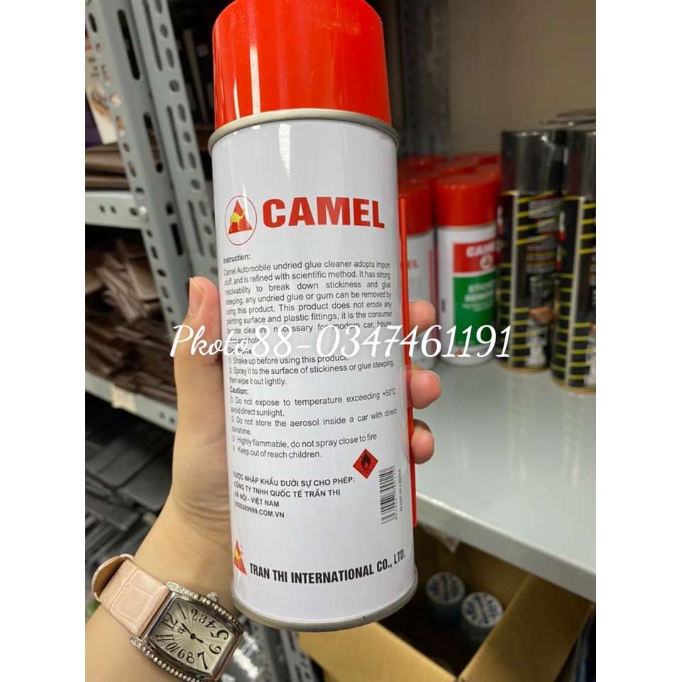 Chai tẩy keo camel, tẩy các vết bẩn do băng dính,keo dán, bụi sơn và nhựa đường- chai tẩy keo ô tô, xe hơi