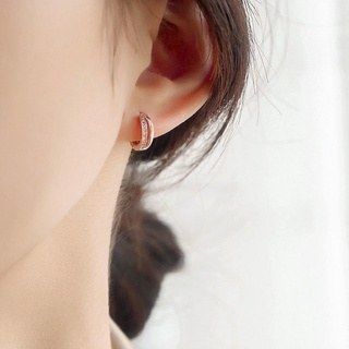 Khuyên tai bạc 925 SUMMERY tròn đính đá mạ vàng hồng