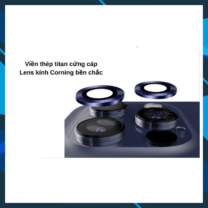 Ống kính camera iP 12 /12mini/12pro/12 Promax/13/13mini/13pro/13prm Kính chống rơi khung kim loại