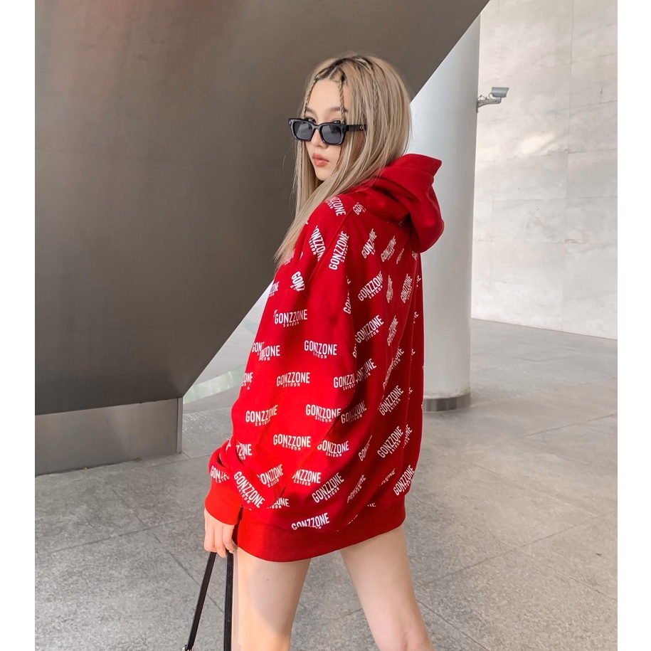 [HIPHOP] Áo Hoodies Nỉ Mùa Đông Form Rộng Gonzzone - Màu Đỏ/Xám Rêu | BigBuy360 - bigbuy360.vn