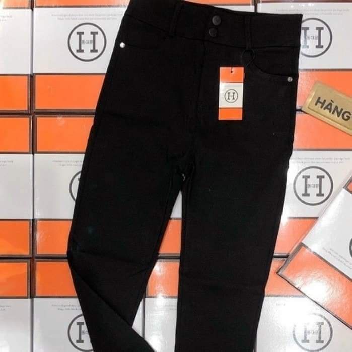 Quần legging nữ HM cao cấp nâng mông cạp cao 2 cúc siêu co giãn chất giả bò thô mềm thoáng mát