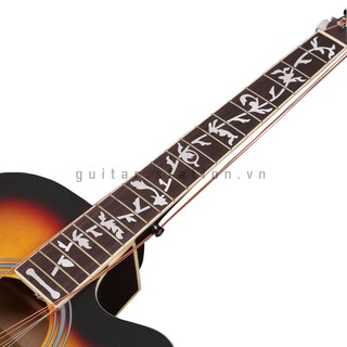 Miếng dán khảm cần đàn guitar  (họa tiết hình lá trắng)