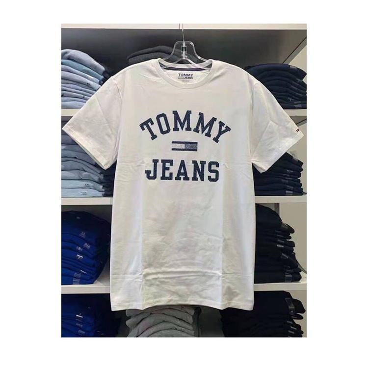 Áo Thun Tay Ngắn Cổ Tròn Chất Liệu Cotton In Chữ Tommy Cá Tính Cho Nam