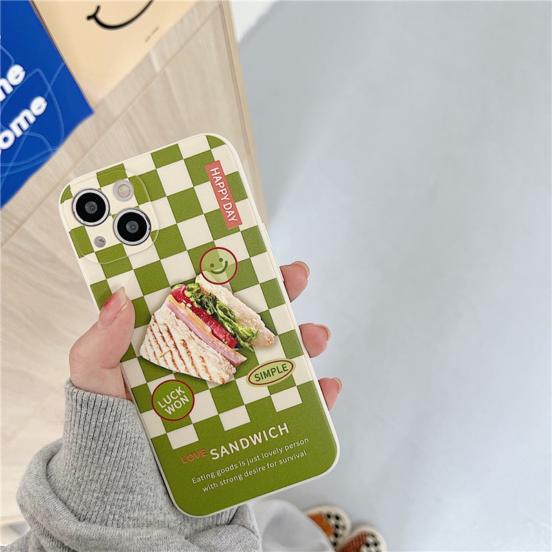 Ốp lưng iphone Ốp Điện Thoại Họa Tiết Bánh Sandwich Cho iPhone 13Promax 6splus/7/7plus/8/8plus/x/xr/14pro/11/12/13/pro/max/plus/promax Dinuo case