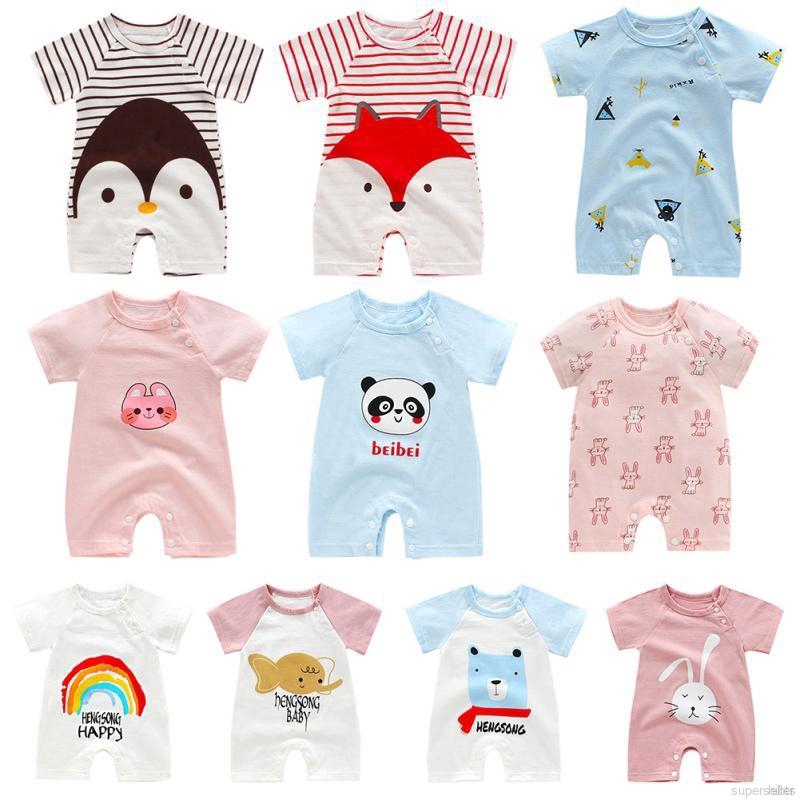 Jumpsuit Tay Ngắn Họa Tiết Hoạt Hình Đáng Yêu Dành Cho Bé