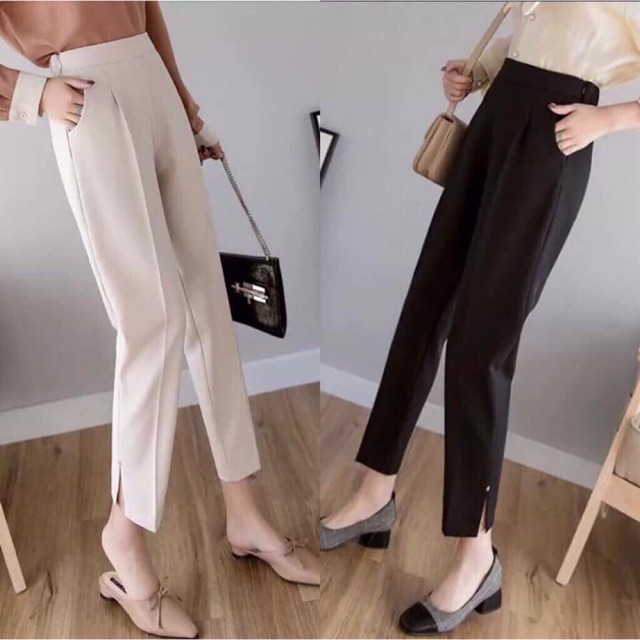 Quần Baggy nữ 🔥 𝗙𝗥𝗘𝗘 𝗦𝗛𝗜𝗣 🔥 Phần gấu quần xẻ tà cực sanh chảnh