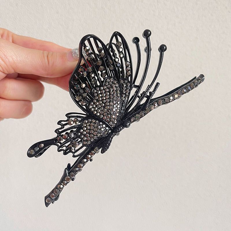 Trâm Cài Tóc Hình Bướm Bằng Kim Loại Đính Đá Cỡ Lớn Thanh Lịch Cho Nữ