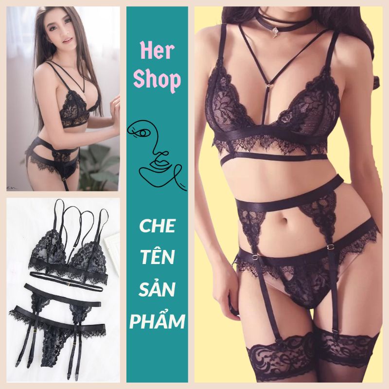 Bộ đồ lót ren kèm kẹp tất sexy - set nội y quyến rũ gợi cảm | BigBuy360 - bigbuy360.vn