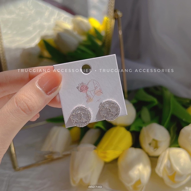 Bông tai xi bạch kim siêu sáng