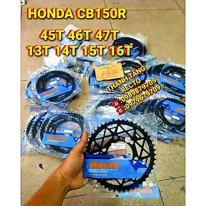 NHÔNG DĨA HONDA CB150R SIZE 45T 46T 47T CÙI DĨA 6 LỖ ÓC NHÔNG 13T 14T 15T 16T RECTO CHÍNH HÃNG