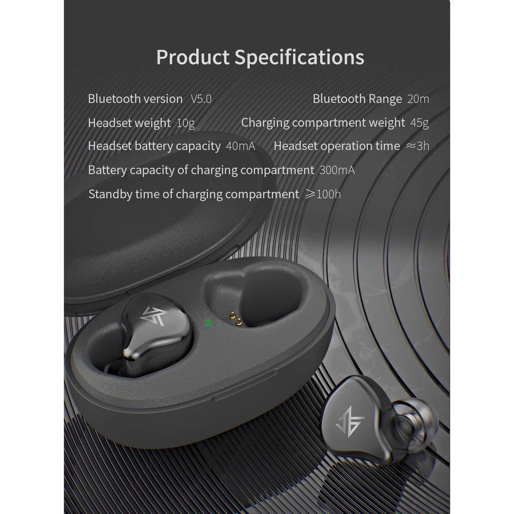 Tai nghe nhét tai Kz S1D / Kz S1 Tws kết nối bluetooth 5.0 không dây ngăn tiếng ồn