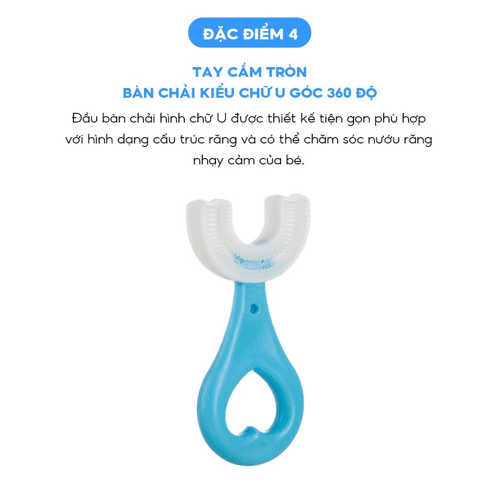 Bàn Chải Đánh Răng Bằng Cho Trẻ Silicon Siêu Mềm Hình Chữ U 360 Độ