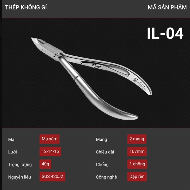 Kềm cắt da inox IL04 AAA.dùng cụ làm móng