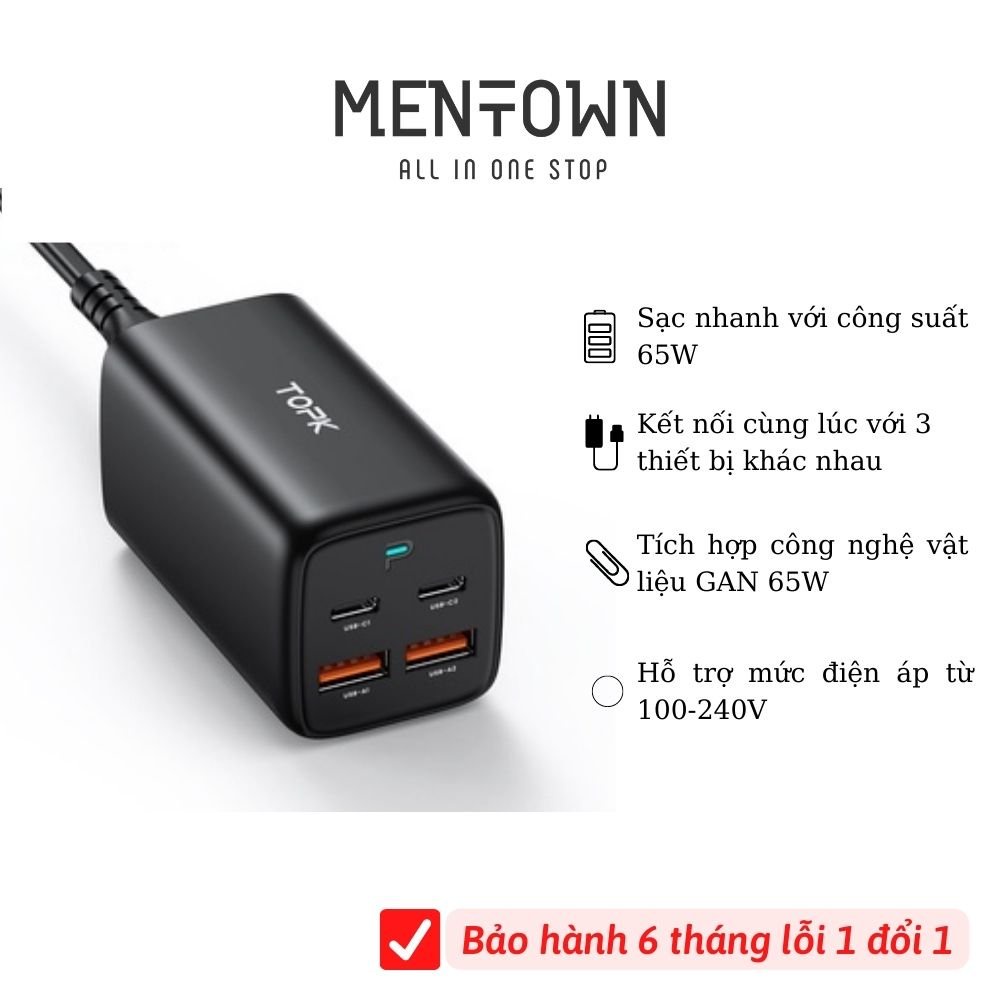 B15C4 Củ sạc nhanh GAN 65W TOPK