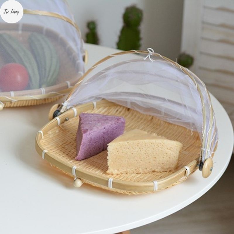 Lồng bàn tre vuông, mẹt lồng bàn gấp gọn decor nhiều Size thân thiện với môi trường