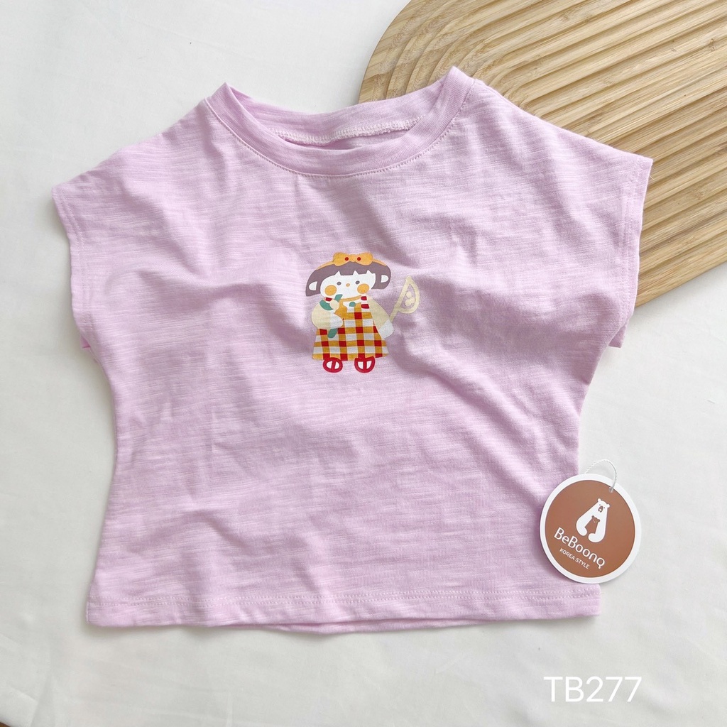 Áo phông cotton cho bé gái in hình cô bé dễ thương, cotton thấm hút mồ hôi tuyệt đối,cách điệu sau áo
