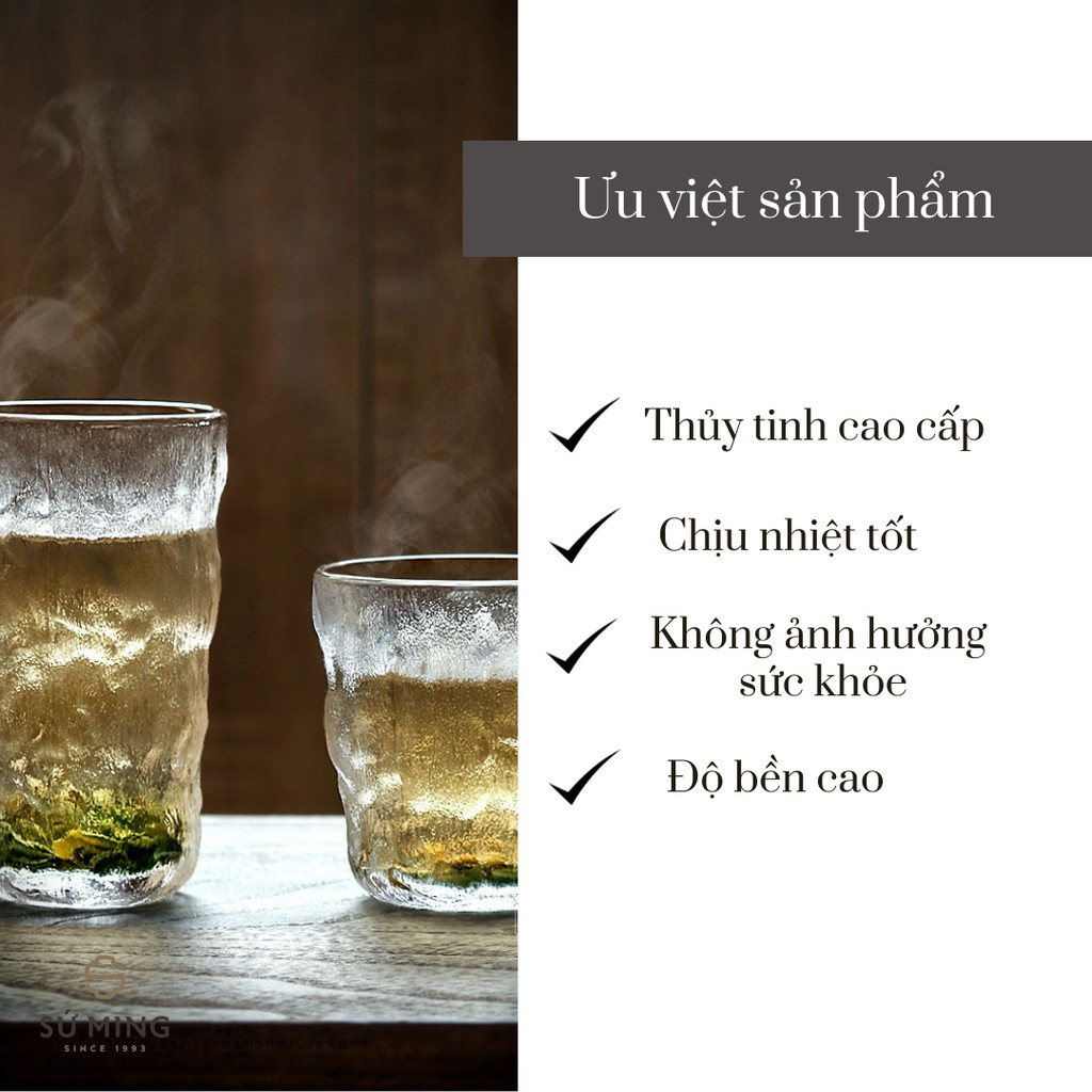 Cốc Thuỷ Tinh Phong Cách Nhật Bản, Cốc Uống Nước, Cao Cấp, Phong Cách Độc Đáo.