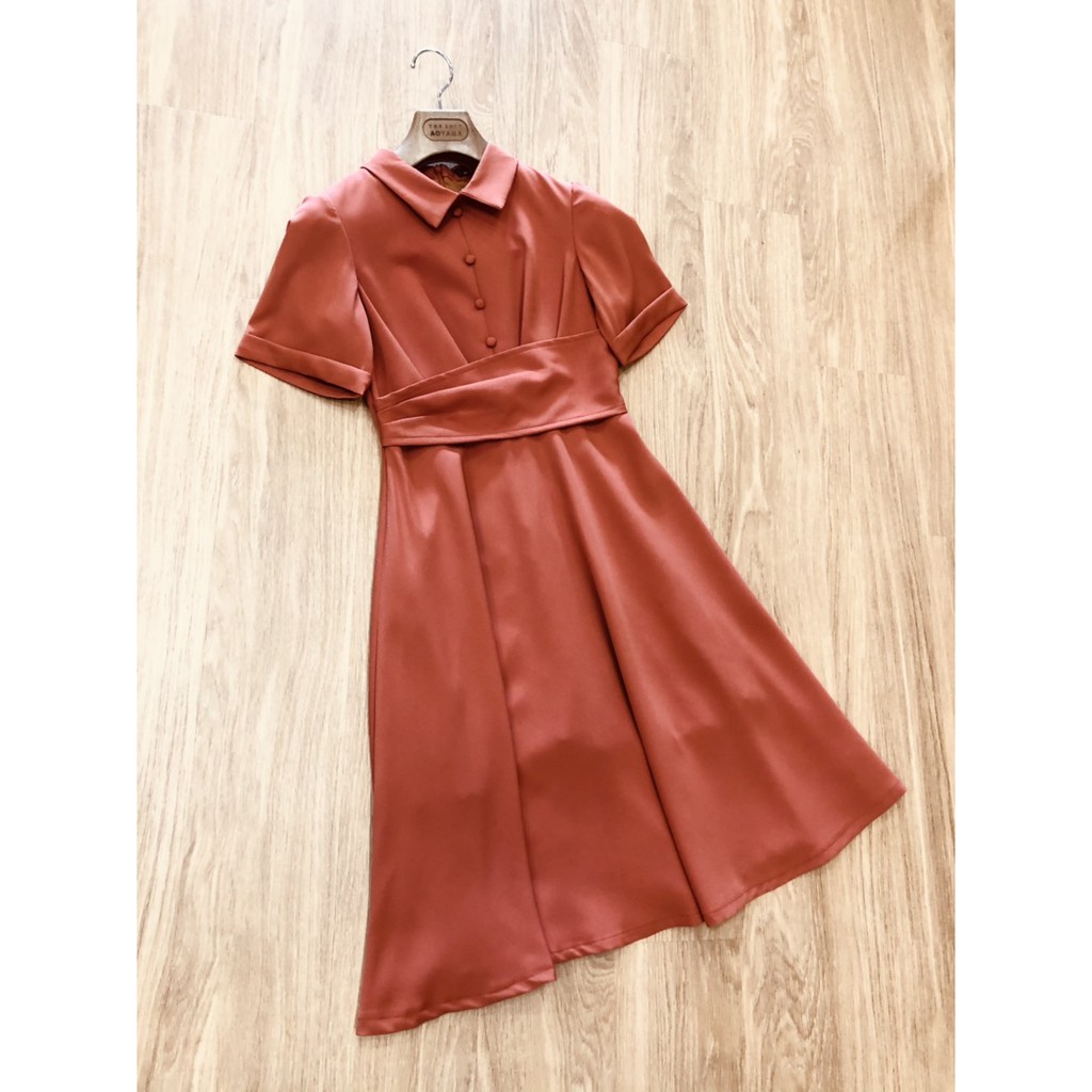 Đầm midi nhún eo