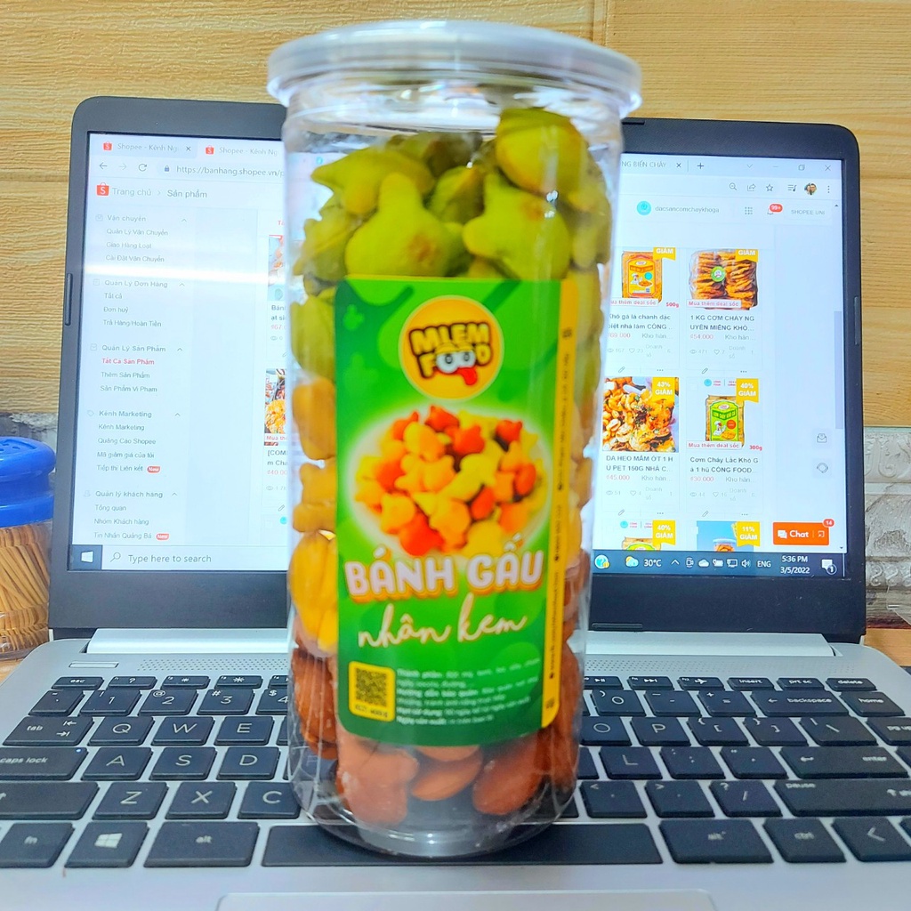 Bánh gấu mix 3 vị nhân kem hộp 420g nhà MLEM FOOD.