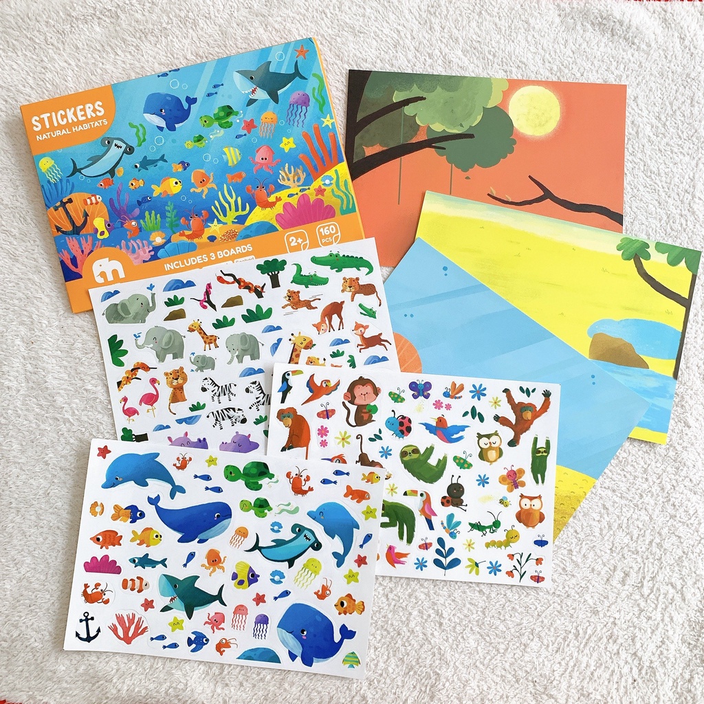 Stickers bóc dán MyndToys an toàn thông minh Natural Habitats chủ đề động vật cho bé từ 2 tuổi Gau Corner