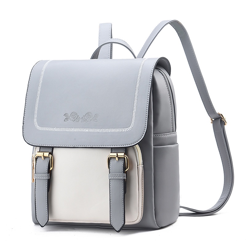 Ba Lô Da Mềm Phối Màu Tương Phản Phong Cách Anh Quốc Cho Nữ