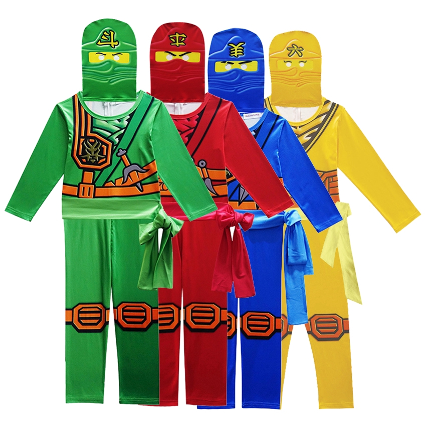 LEGO NINJAGO Role Cosplay Costume Halloween Boys Girls Jumpsuit Set Ninja Funny Party Kids Clothing