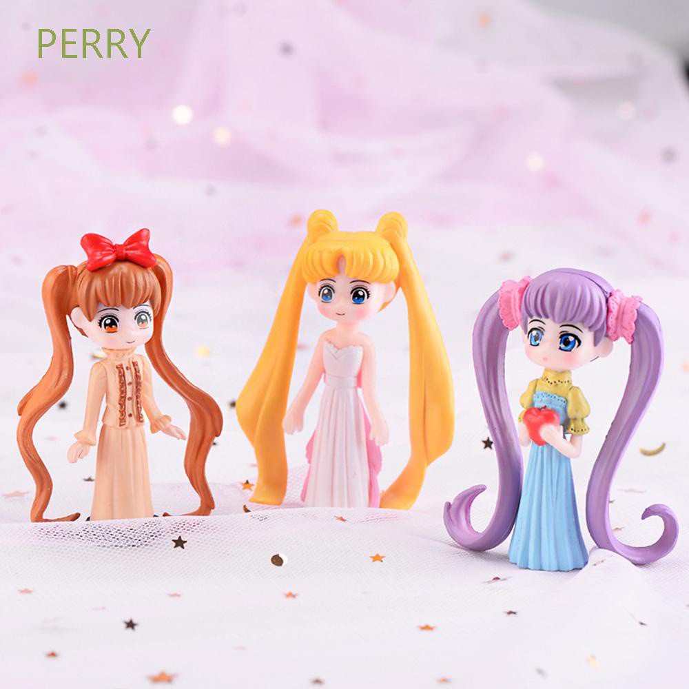 PERRY Kids Gifts Cake Decoration Cartoon Ornament Beauty Figurine Anime Home Decor Doll Long Hair Garden Miniatures