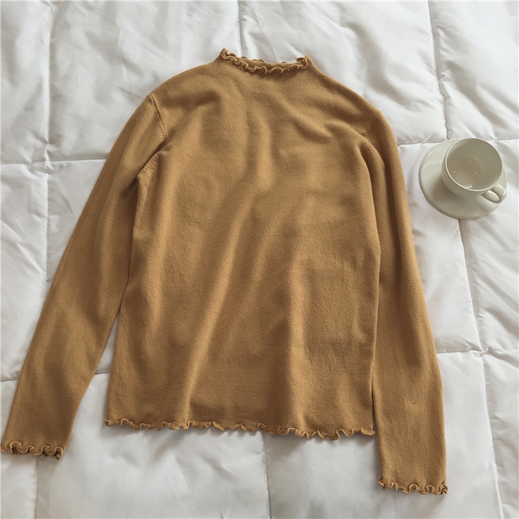 NUZIRO  Áo len thời trang nữ dài tay màu sắc đơn giản