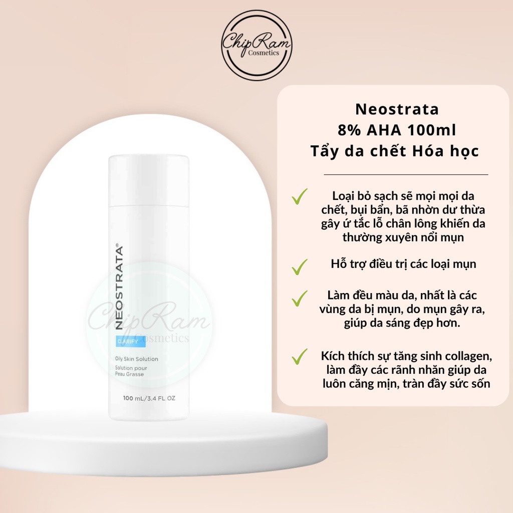 Lotion AHA Neostrata 8% tẩy tế bào chết hoá học Clarify Oily Skin Solution 100ml (hàng công ty)