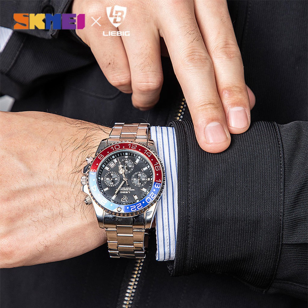 SKMEIX LIEBIG L2011 Fashion Men's Sports Quartz Watch Stainless Steel Waterproof Wristband