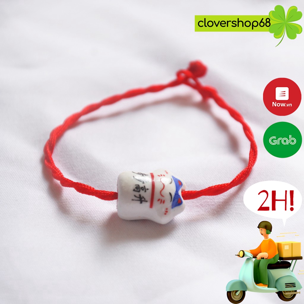 Vòng tay chỉ đỏ mèo thần tài gốm may mắn  🍀 Clovershop68 🍀