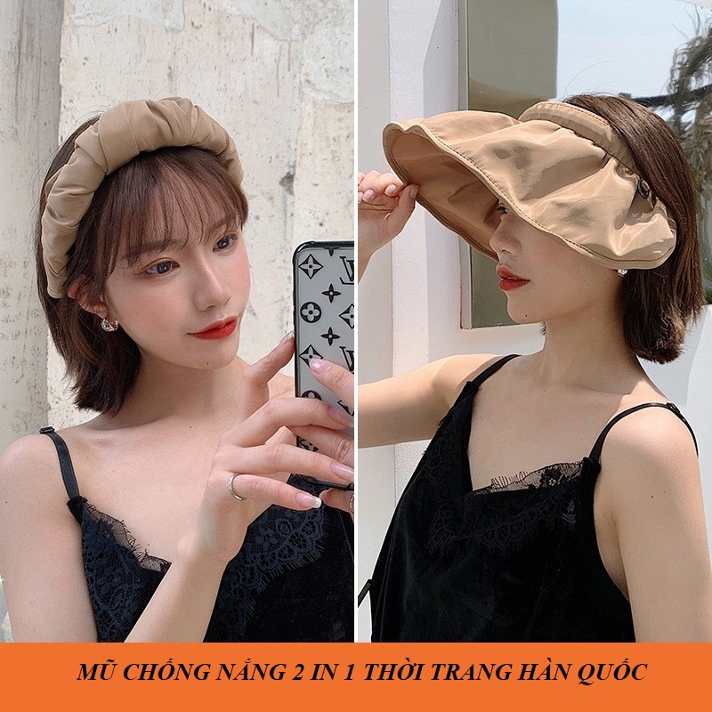 Mũ chống nắng nửa đầu vành rộng đa năng 2 in 1 kết hợp làm băng đô thời trang thời trang PK13