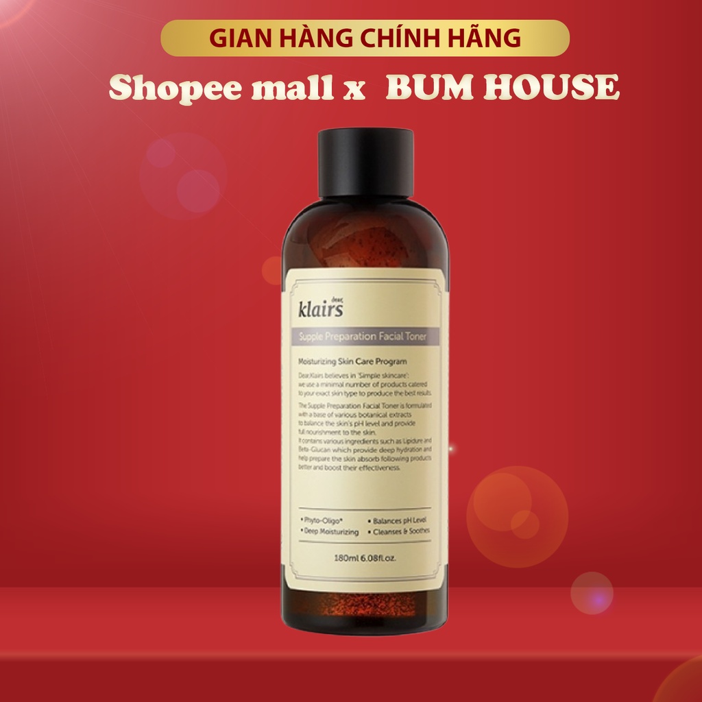 Nước hoa hồng Dear Klairs Supple Preparation Toner 180ml