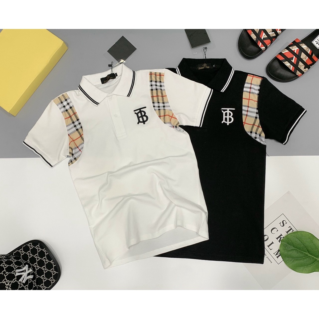 Áo thun nam polo tay ngắn cổ bẻ viền tay kiểu BBR vải cotton co dãn