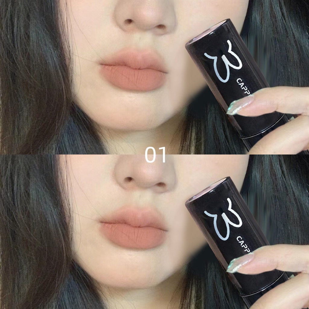 Son Môi CAPPUVINI Kết Cấu Nhung Lì Tự Nhiên Lâu Trôi Thiết Kế Vỏ Hình Thỏ Ống Nhỏ Màu Đen